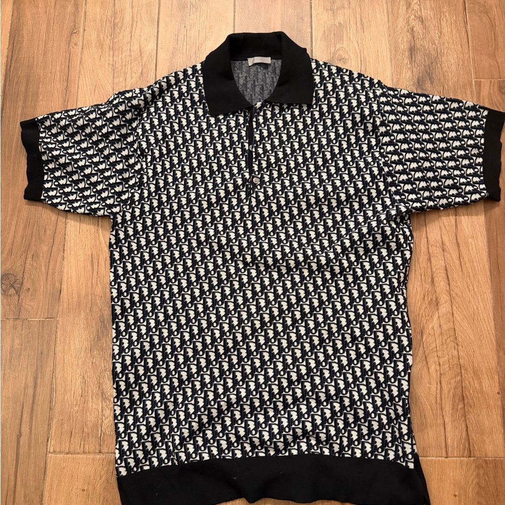 Dior Black Oblique Short-Sleeve Polo